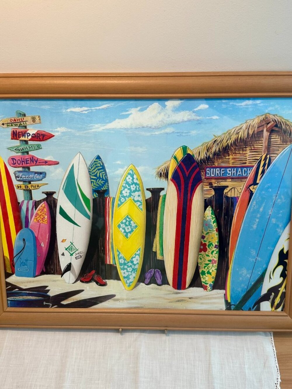Y2K Vintage 12x16" Framed Surf Board Print Nautical Boho Beach Coastal Tropical